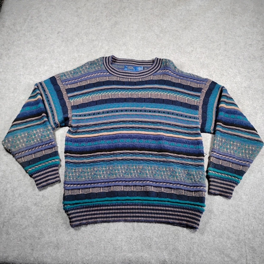 Cambridge‎ Classics Mervyns Mens Vintage 90s Blue Striped Wool Blend Sweater M